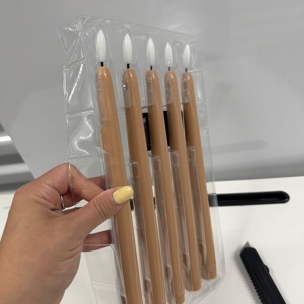 Enchanted Spaces LED Flameless Taper Candles Set of 5 Tan with Remote Control - Picture 2 of 8